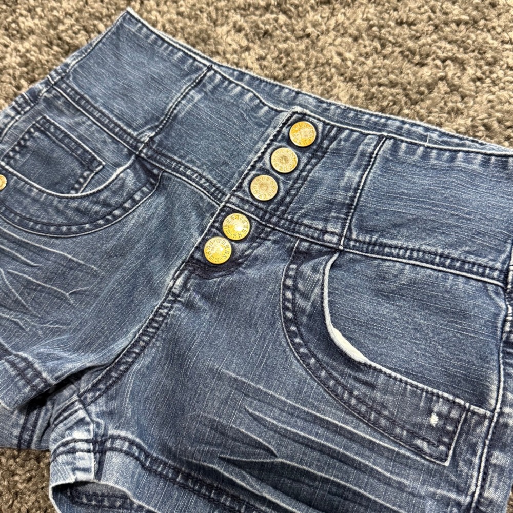 Y2K Guess Denim Shorts Womens Blue Excellent High Waist Button Fly 25